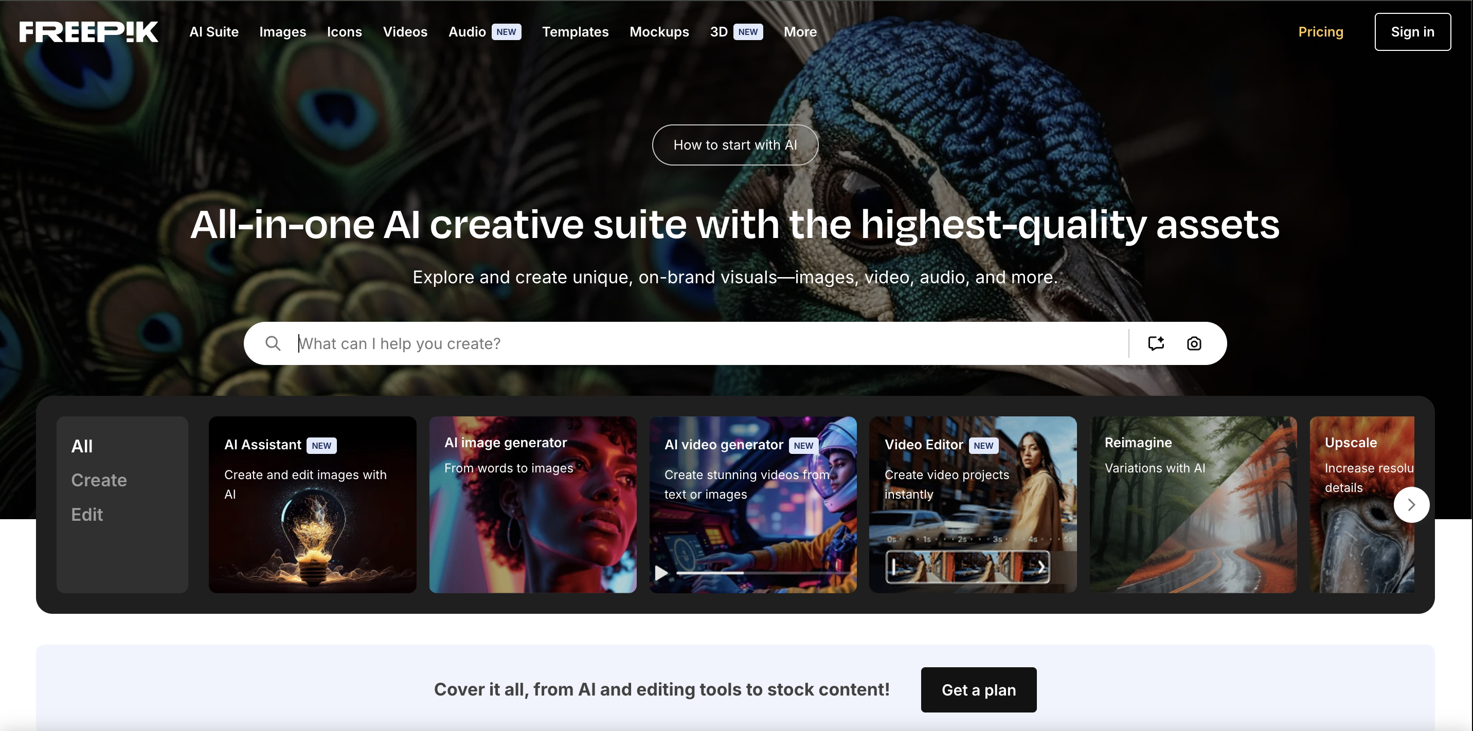 Freepik AI video generator